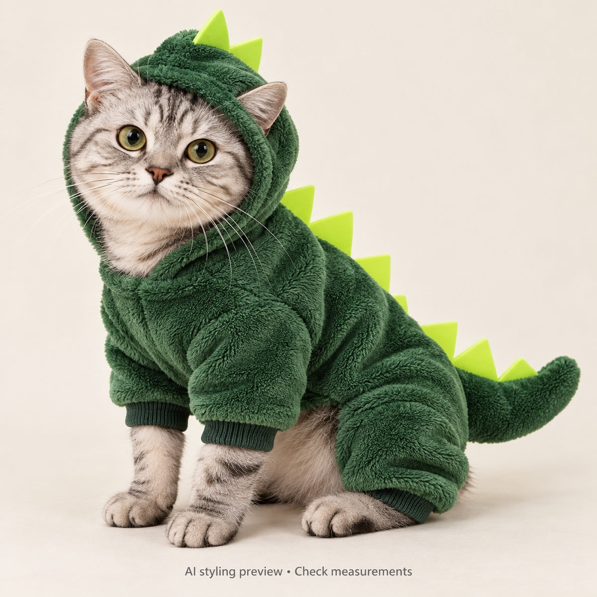 Green Dinosaur Costume for Dogs & Cats - XS